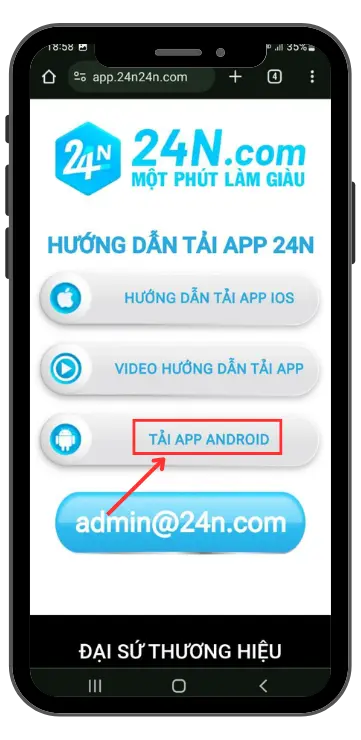 Bước 4 - chọn nút Tải App Android